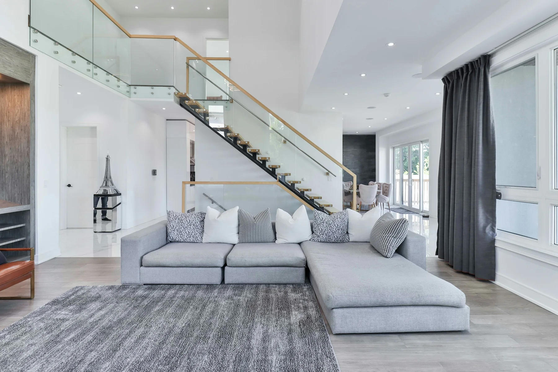 Bright modern furnished living room
