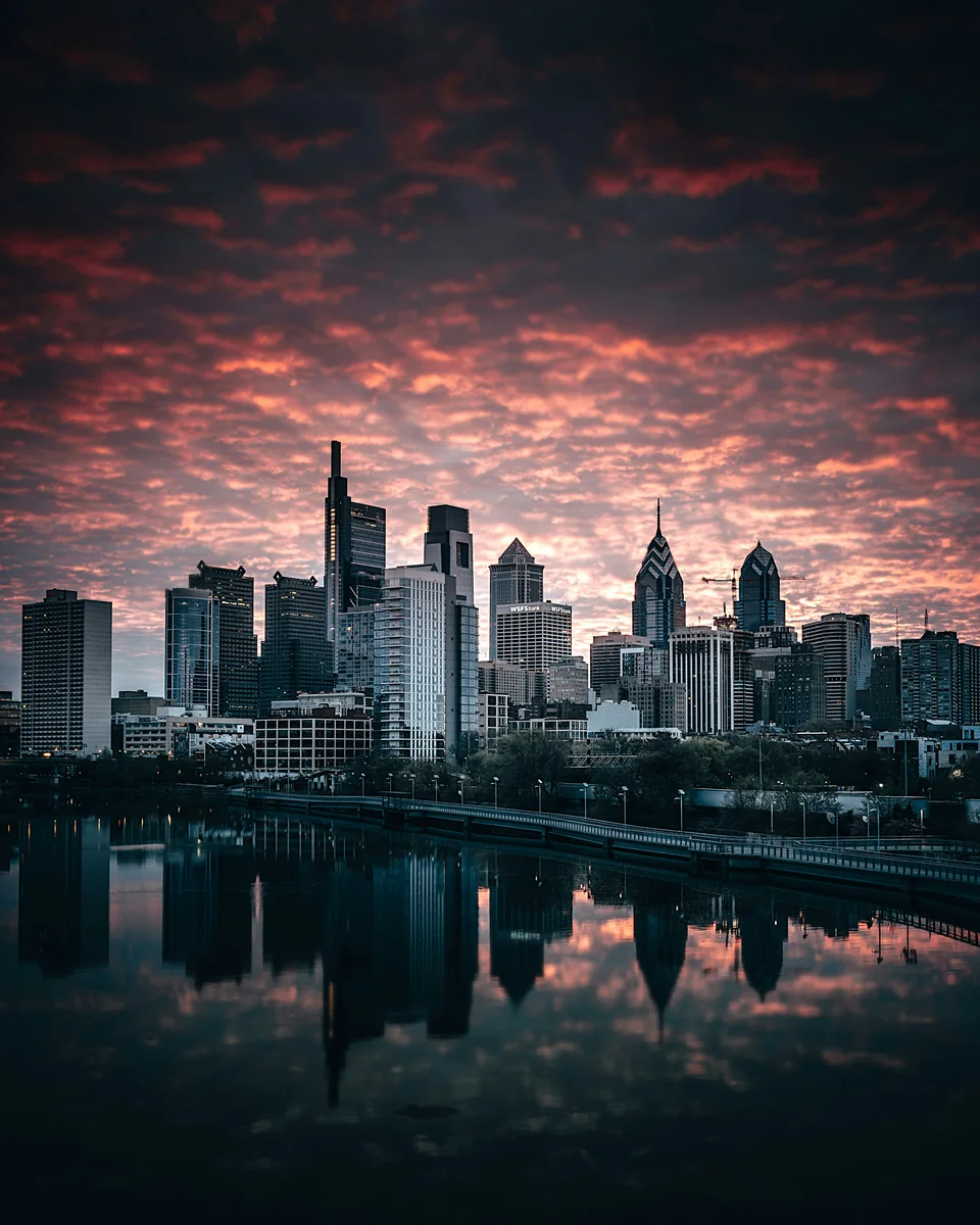 Philadelphia skyline at dusk